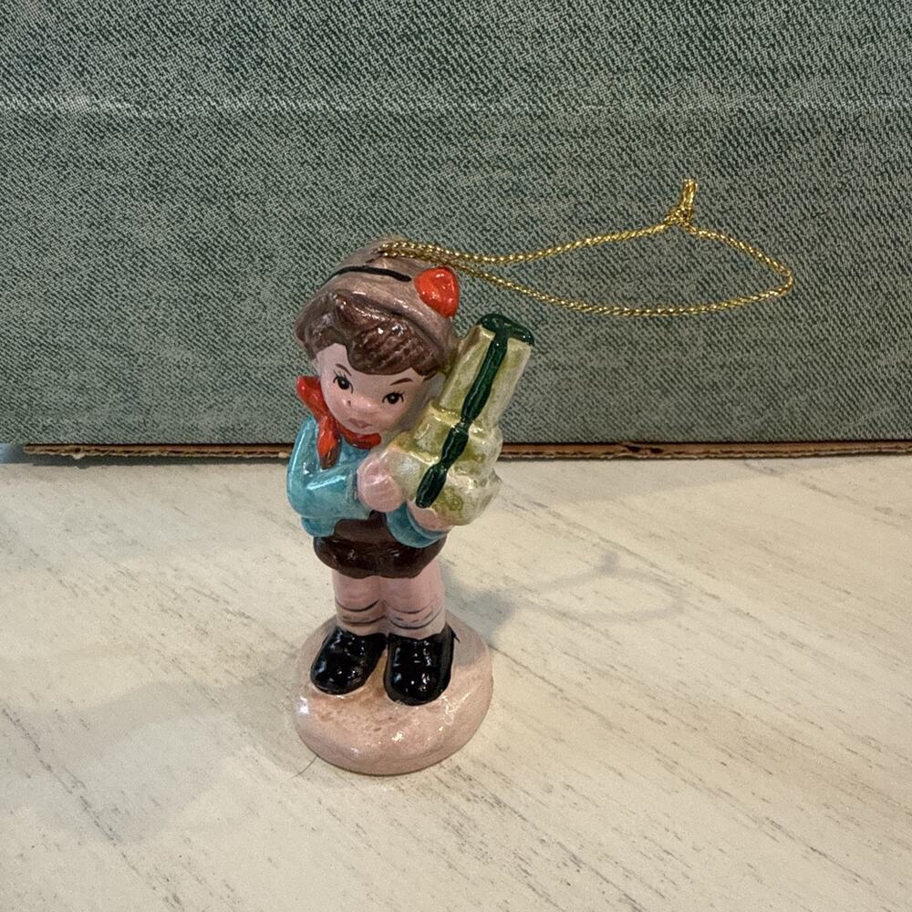 Vintage‎ Enesco Christmas Ornament Bavarian Boy w Presents EUC